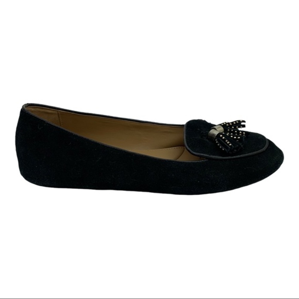 Talbots Black Suede Gold Studded Tassel Loafers Flats Women’s Size 7.5 - Picture 2 of 10